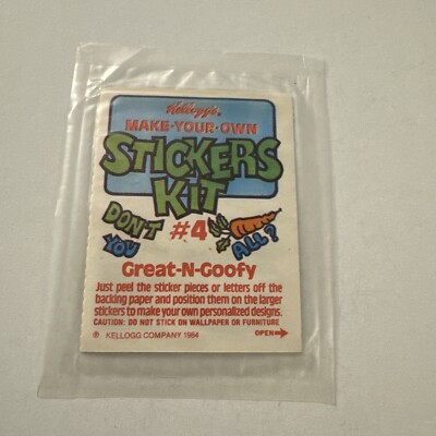 Vintage Kellogg s Stickers Kit 4 Great N Goofy Cereal Premium D1