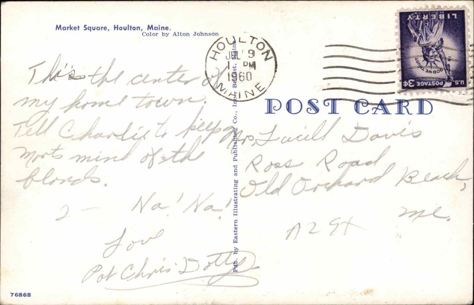 Houlton Maine ME Station Wagon Mailbox Street Scene c1960 Vintage