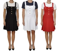 Michael Kors Fit & Flare Dress Sleeveless Stretch Viscose Black/White/Red $275