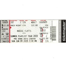 RASCAL FLATTS Concert Ticket Stub HOLMDEL NJ 6/9/19 PNC BANK ARTS CENTER THEN
