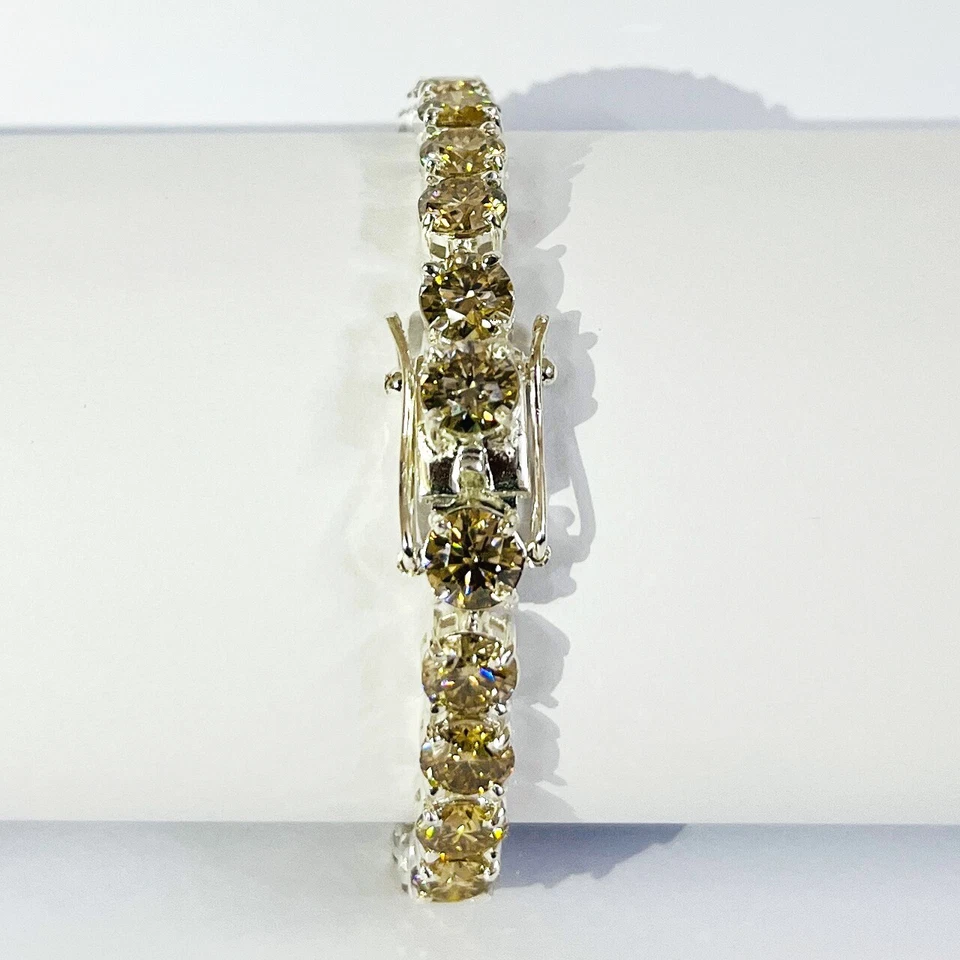 Brazalete Tenis Diamantes Tratados Champagne 6 mm 8 Pulgadas Gran Brillo Certificado Foto 4 de 4