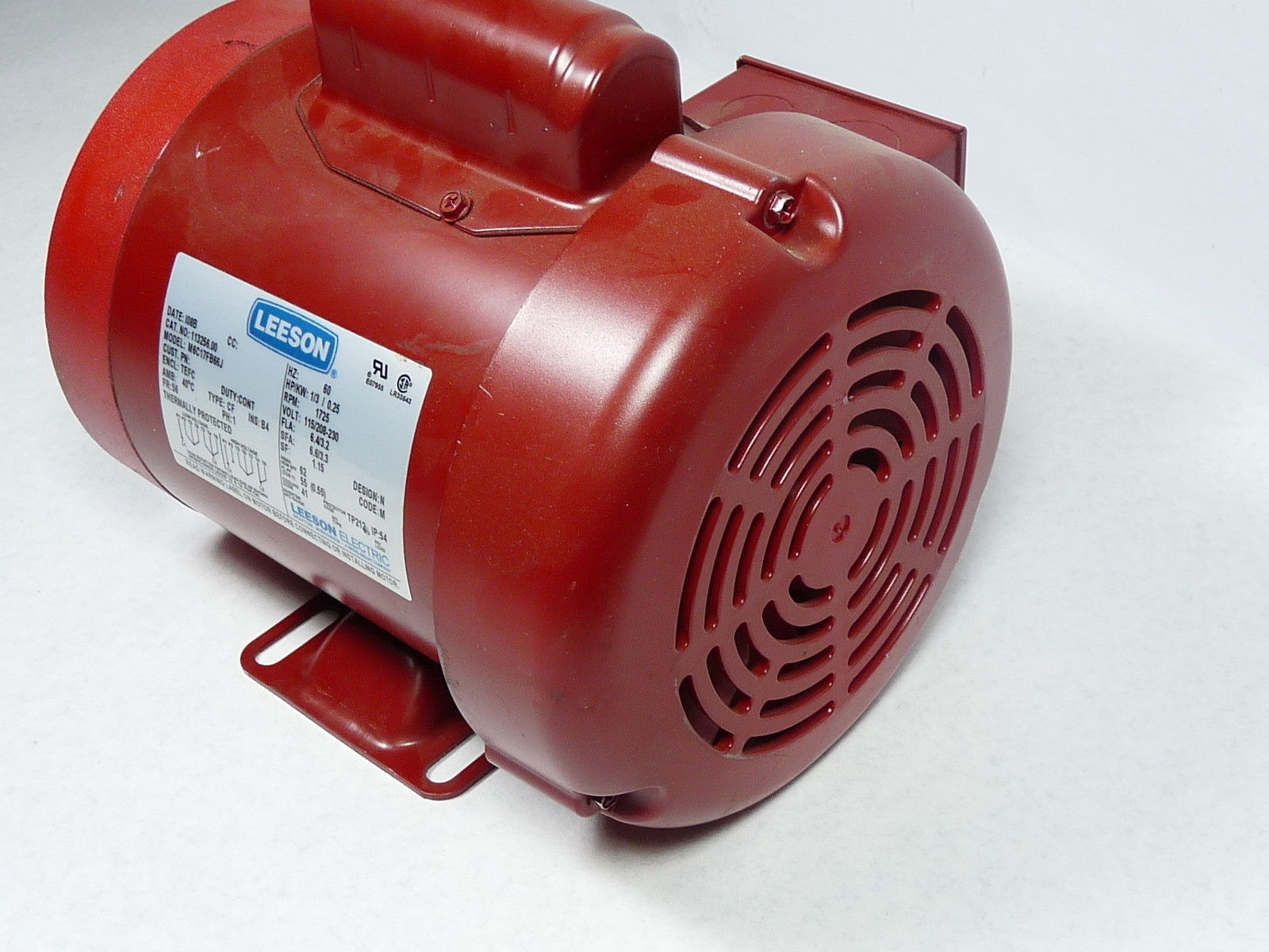 Leeson Hydraulic Pump Motor 1/3HP 1725RPM 115/208230V 56CZ TEFC 1Ph