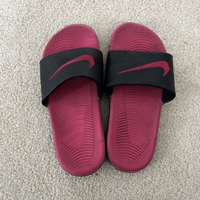Nike Girl's Kawa Black/Pink Slide Sandal Size 3Y 819353-001