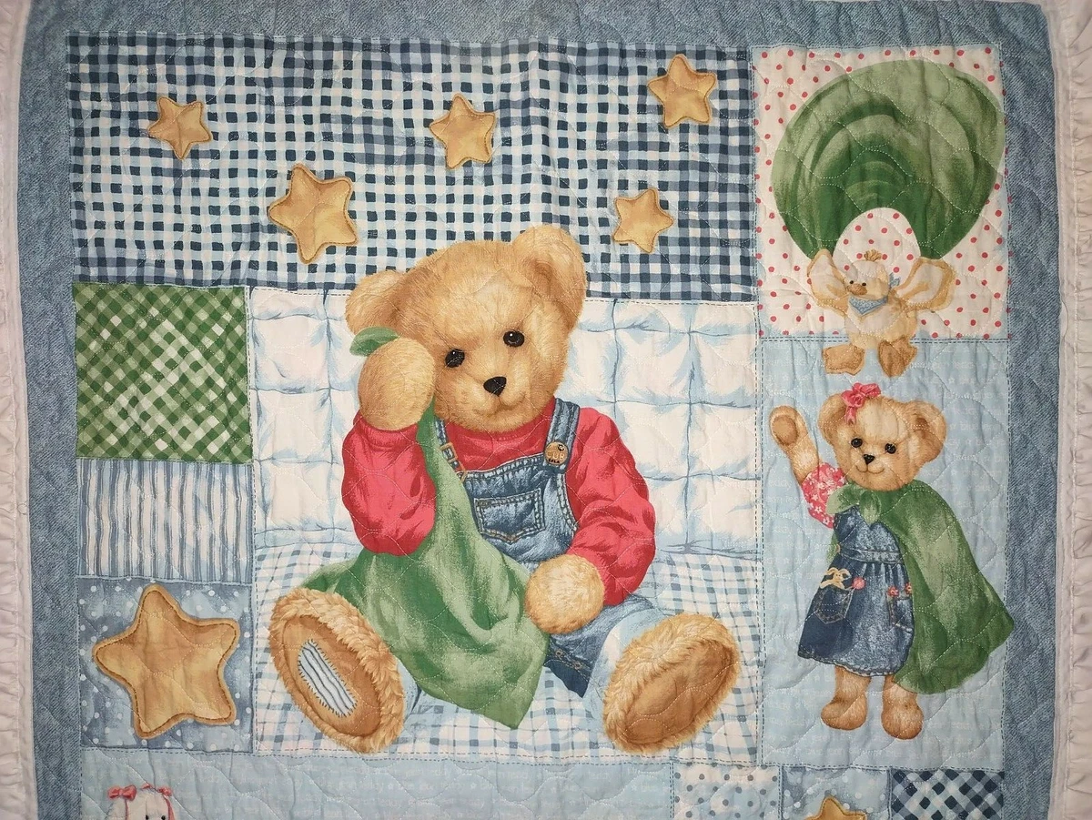 Cute baby teddy bear Baby Fabric Panel for Quilting