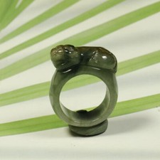 USA 11 Certified Yellow 100 Natural A Jade Jadeite PiXiu Ring 6476