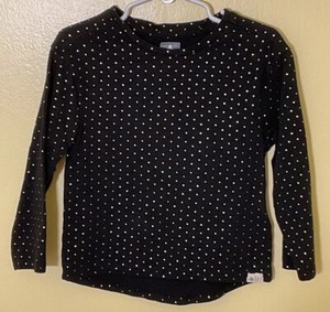 GAP Toddler Girl Long Sleeve Top BLACK w/SHINY GOLD POLKA DOTS Size 4 Years