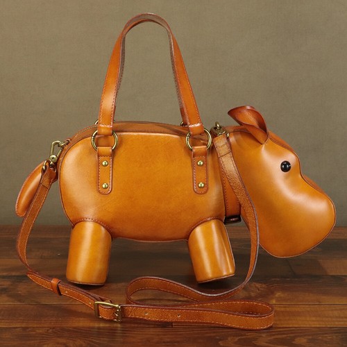 Genuine Leather Purses and Handbags for Women Hippo Shape Shoulder Bag Crossbody - Picture 1 of 14