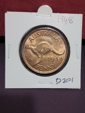 Australian 1948 PENNY CH UNC with Lamination peel