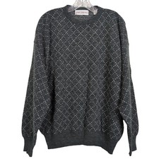 Vintage John Ashford Gray Patterned Knit long sleeve Sweater Acrylic Wool sz XL