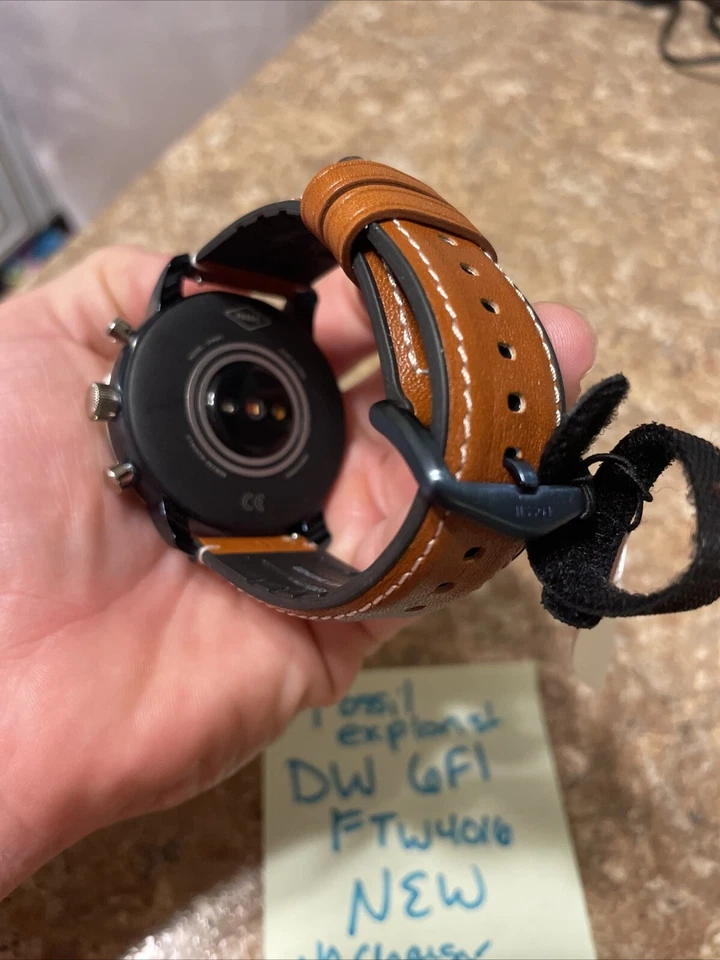 Fossil FTW4016 Men's Smartwatch Explorist HR Tan Leather Band New - Image 3 of 4