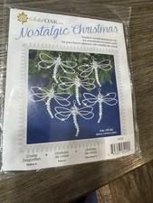 Nostalgiczne Boże Narodzenie od litego dębu koralików kryształowy zestaw ornamentów ważki zapieczętowane