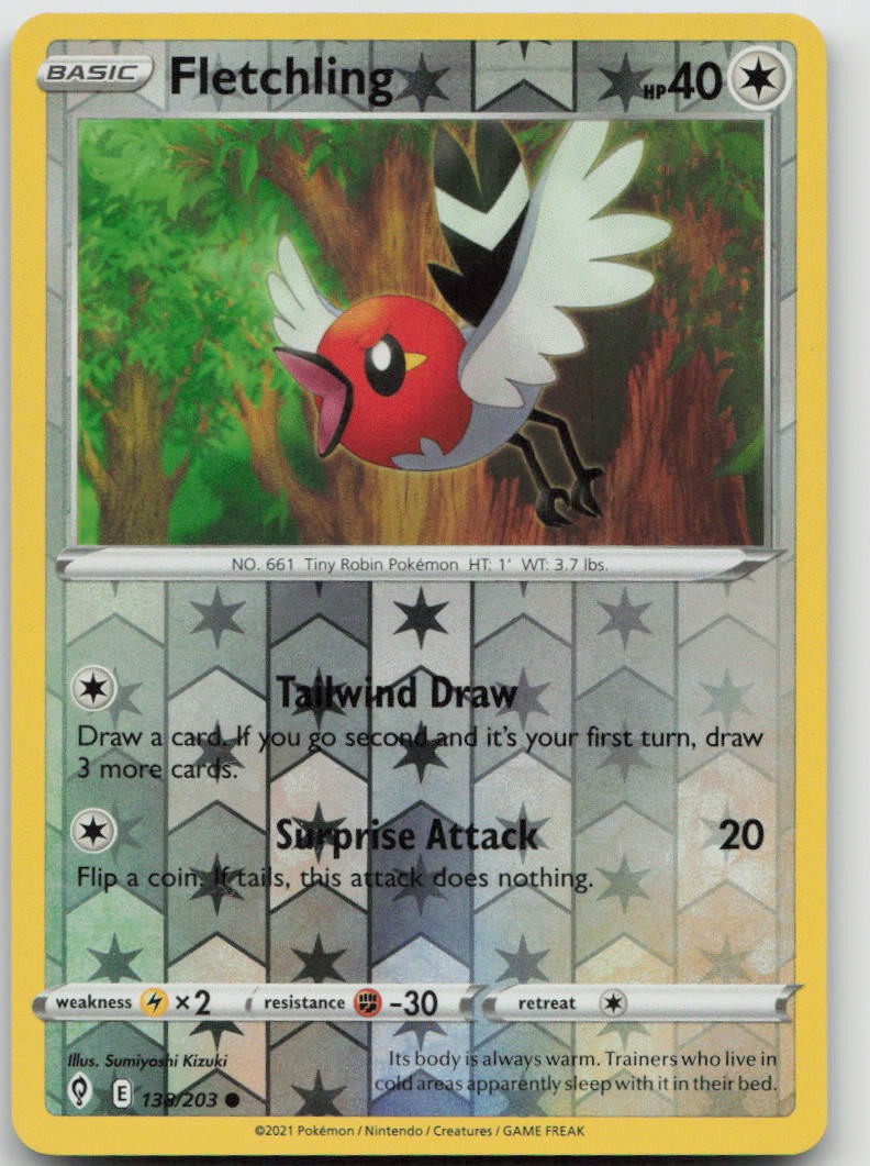 Pokemon Fletchling 138/203 C Evolving Skies Reverse Holo NM