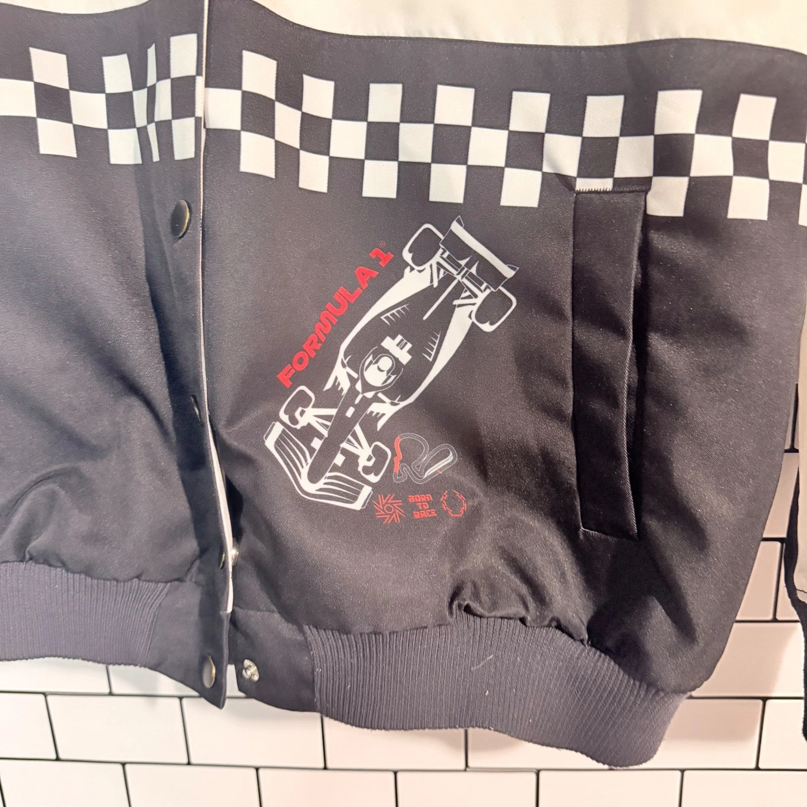 Formula 1 F1 Racing Bomber Jacket Mens Medium Colorblock Snap Front Worldwide image 5