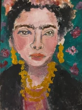 ACEO Original Watercolor Painting oil paint Signed Frida Kahlo watercolor