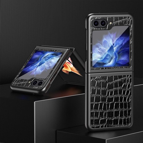 Custodia in pelle modello coccodrillo armatura per Samsung Galaxy Z Flip 5 4 3 posteriore - Foto 15 di 18