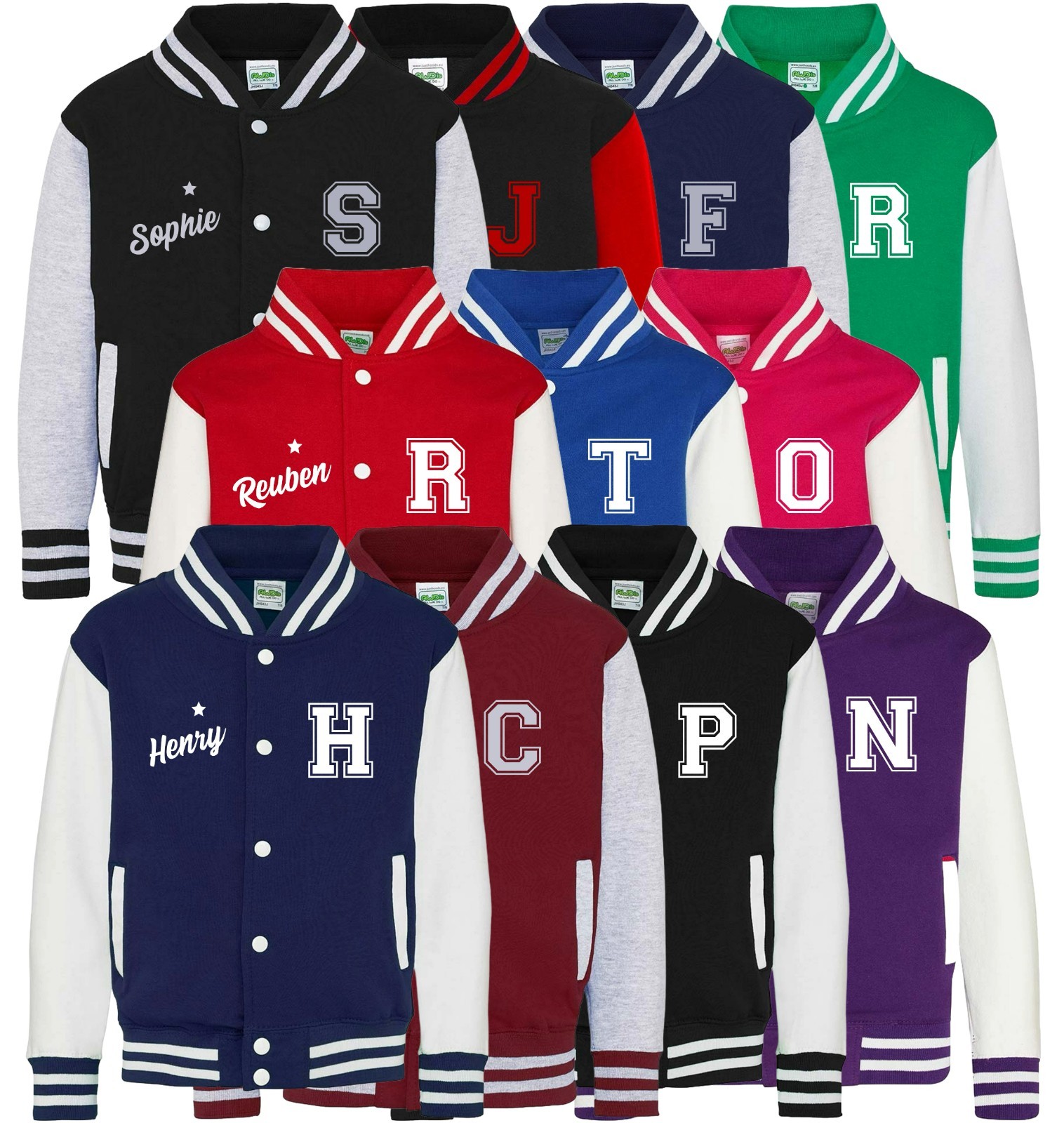 Personalised Name Initials Adults Varsity Jacket Custom Text Letterman College