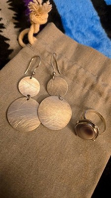 925 sterling Ring and Dangle earrings southwestern native makers mark ring lot