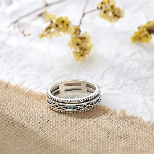 Hypoallergenic Anxiety Relief Spinner Ring - Elegant 925 Sterling Silver Jewelry - Picture 6 of 8