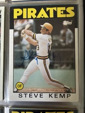 Lot of 7 Steve Kemp baseball cards.  1 card autographed.  