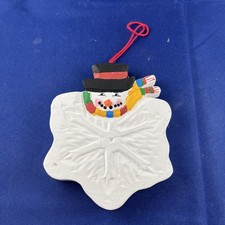Snowman Snowflake Ornament Carved Wood