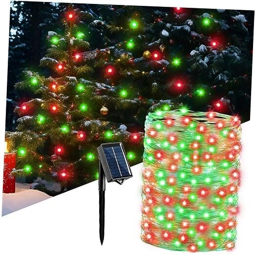 98ft 8 Modes 300 LED Solar Mardi Gras Lights Outdoor Decor 1 Red Green