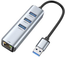 3 Port USB 3.0 To RJ45 10/100/1000 Gigabit Ethernet Adapter Hub Network PC