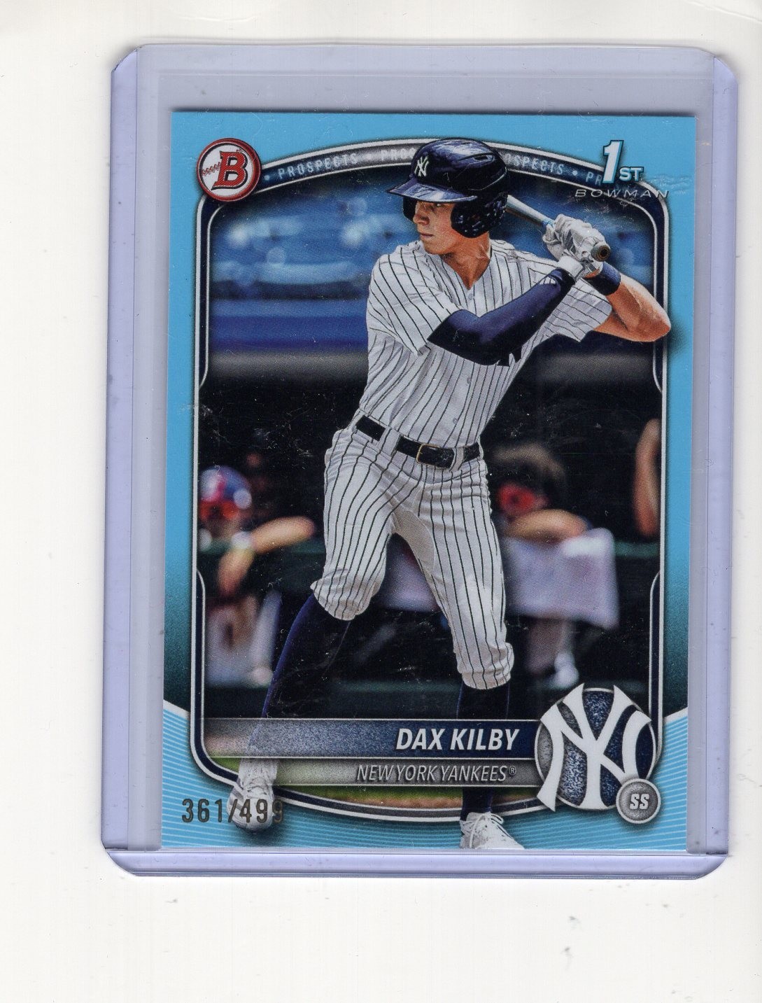 2025 BOWMAN DRAFT DAX KILBY BLUE PAPER 1ST BOWMAN 361/499 NEW YORK YANKEES