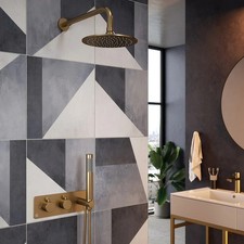 Concealed Thermostatic Shower Set 200mm Rain Head Hand Shower Brushed Brass