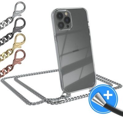 EAZY CASE für Apple iPhone 12 Pro Max Hülle Band Handykette Metall transparent