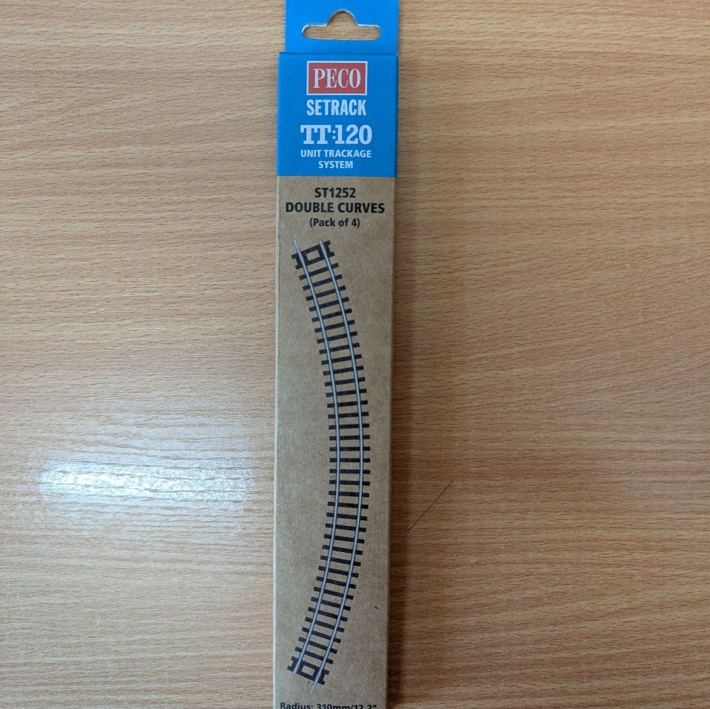 Peco ST1252 No 2 Radius Double Curves (pack of 4) TT:120 Gauge