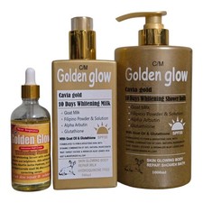Golden Glow Caviar Gold Brightening Repair Lotion, Serum, Shower Bath 3pcs
