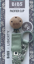 BIBS Pacifier Clip Floral Green Organic Cotton Fits All Pacifiers