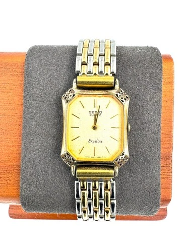 vintage seiko exceline 17mm Women Quartz Watch working New Battery -f451