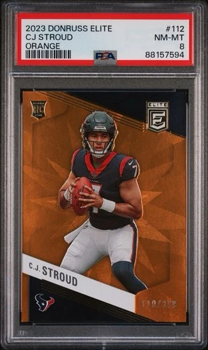 2023 Donruss Elite Orange #112 CJ Stroud Rookie Card, 110/399 PSA 8