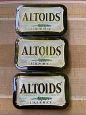 Altoids Liquorice Mint Tins 3 Used Empty Collector Tin Embossed Top Hard to Find