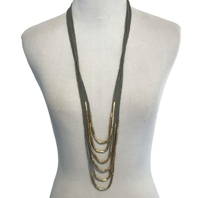Premier Designs Galaxy Gold Plated Beads Necklace Womens Multi Strand Beaded