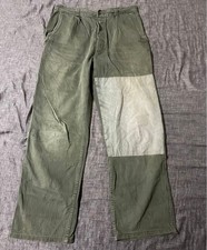 1950s French Vintage Work Pants Cotton Herringbone Patchwork Size L