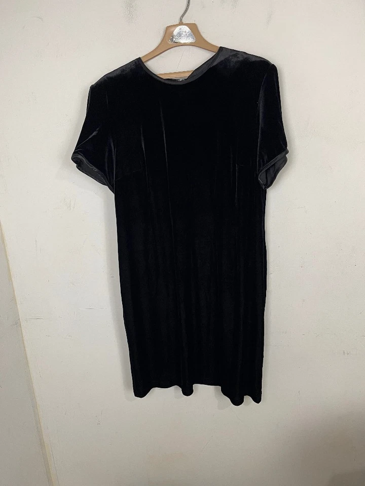 Vestido para mujer John Roberts Petite 18WP negro terciopelo vacaciones fiesta atemporal otoño Foto 2 de 4