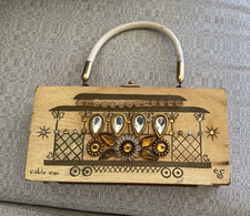 Enid Collins Cable Car Wood Box Purse Vintage From 1960s  AS IS 