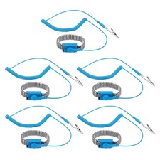 5Pcs Fashion BLUE & METAL Anti Static Antistatic ESD Adjustable Wrist Strap Band