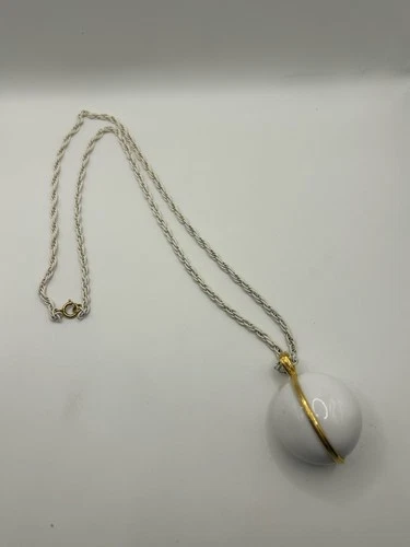 Vintage Crown Trifari Lucite Egg Pendant Necklace Estate Jewelry