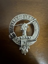 Vintage Scottish Clan Crest Pewter Badge Brooch Pin