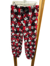 Disney Mickey Mouse Christmas Fleece Pajama Pants Red Plaid Santa L/G