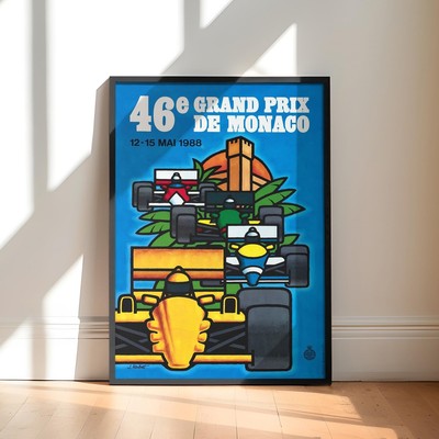 1988 Monaco Grand Prix Poster Wall Art Vintage F1 Racing Canvas Retro Car Print