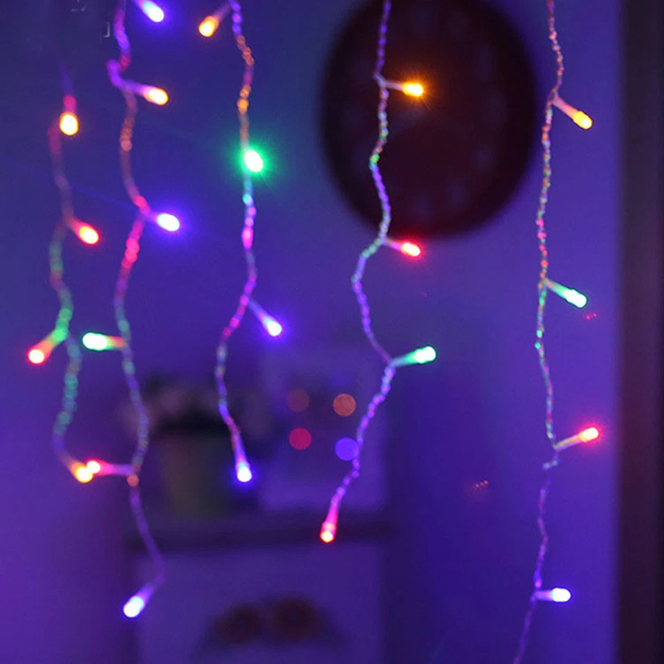 Outdoor Christmas Icicle Lights Mains Window Eave Waterfall Curtain Fairy Lights - Image 4 of 4