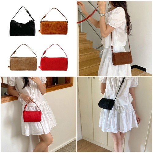 Velvet Handheld Bag Modern Neutral Colors Roomy Storage Essential For Lifestyle - Picture 2 of 12