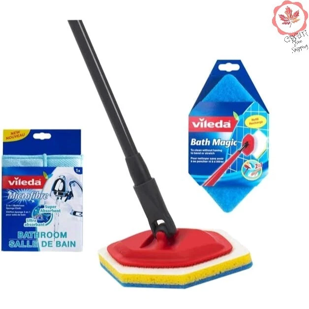 Bath Magic Mop with Refill Microfibre Cloth Clean Bathroom Adjustable