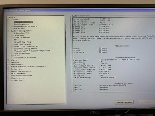 Dell Precision 3420 SFF i7-7700 3.6GHz, 16GB DDR4 RAM, 256GB SATA SSD, NO OS #95 - Bild 2 von 4