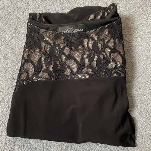 Betsy & Adam Women’s Sheath Dress Sz 14 Black Ruched Floral Embroidery Formal - Picture 16 of 16