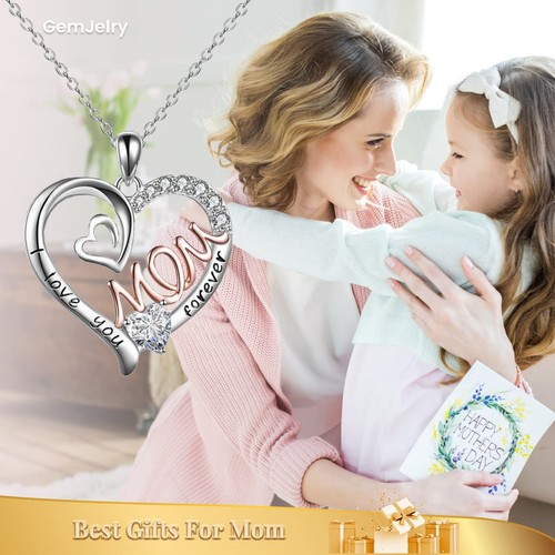 Mothers Necklace Gifts for Mom from Daughter Son I Love You Mom Necklace Heart P - Picture 2 of 8